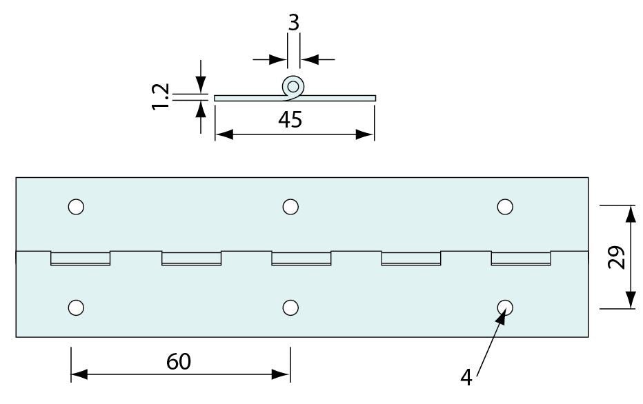 102841 - #102841 Piano Hinge SS 45mm 1.8m Length