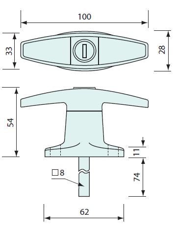 #10799 T Handle Locking Bk Nylon RF 90° RH
