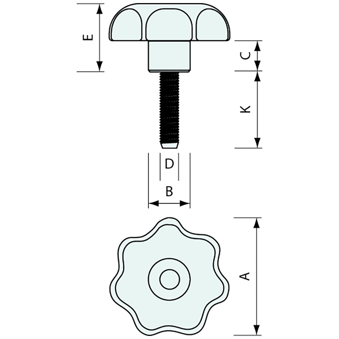 #10888 Star Knob M6 x 15mm Zinc External