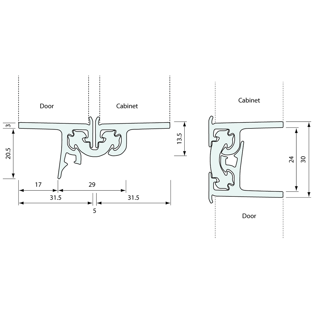 10893 - #10893 500mm Aluminium Continuous Hinge with Rubber Insert