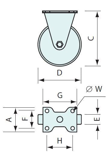 10993 - Zinc M/Plate Nylon Castor 100mm Fixed