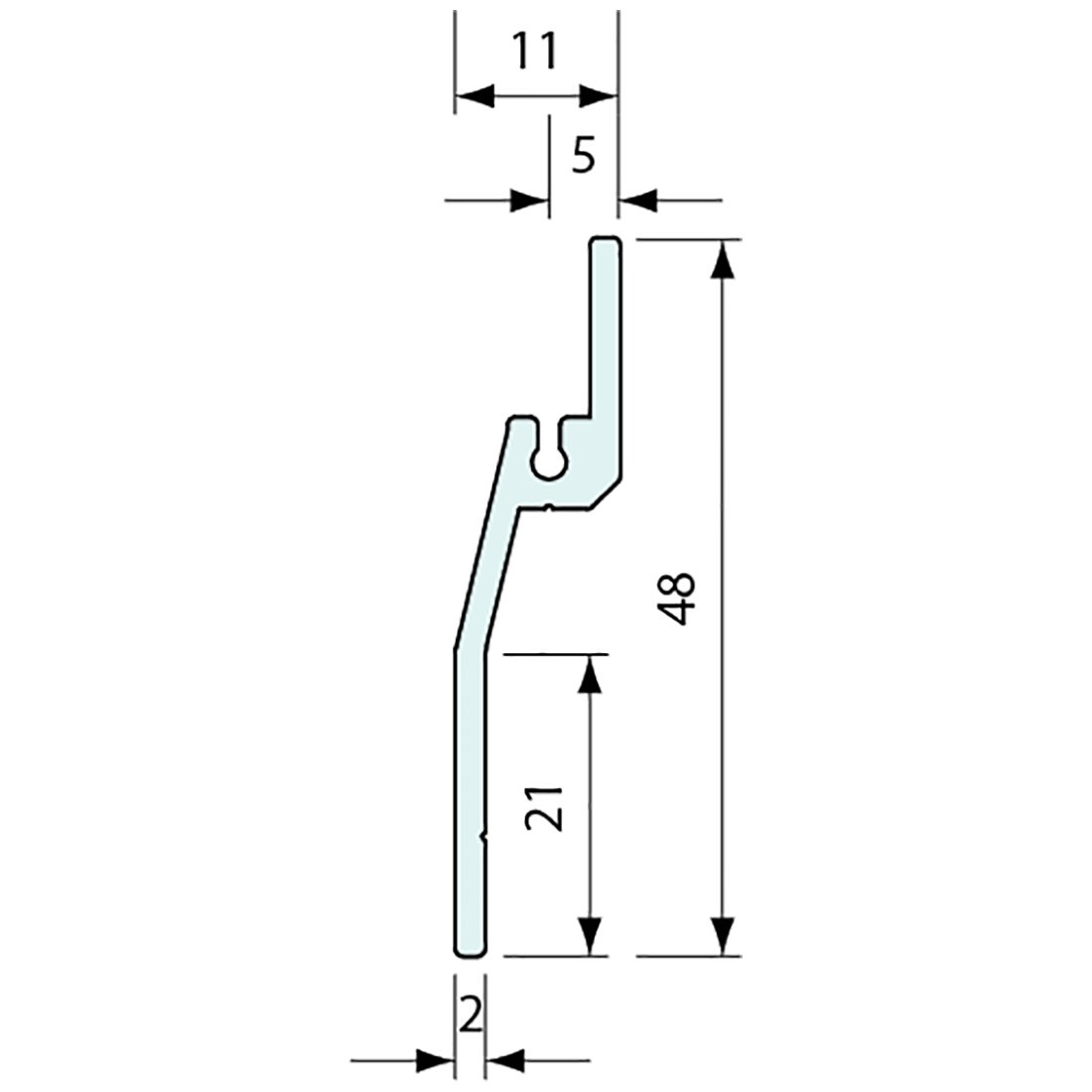 11122 - Easy Fit Side Bulb Seal Offset Extrusion Aluminum 1.5m
