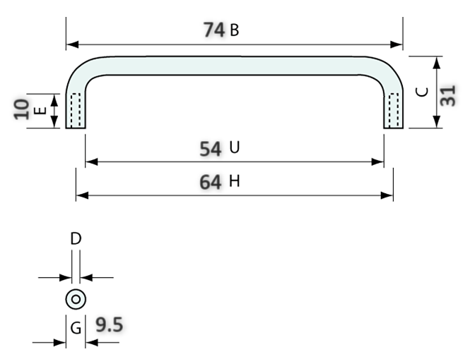 #3059 Grab Handle Matte Finish 74mm M4 Thread