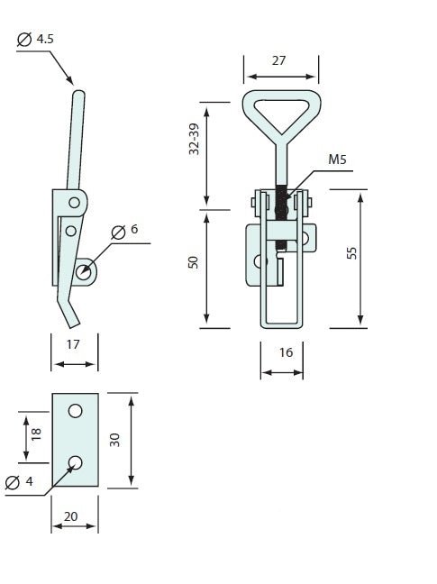 3642 - #3642 Hold Down Latch Small Non-Padlockable Zinc Plated