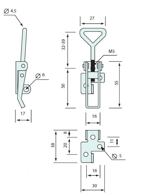 3644 - #3644 Hold Down Latch Small Pad lockable Zinc Plated