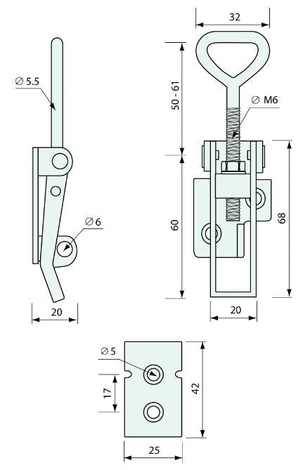 #3646 Hold Down Latch Medium Non-Padlockable Zinc Plated