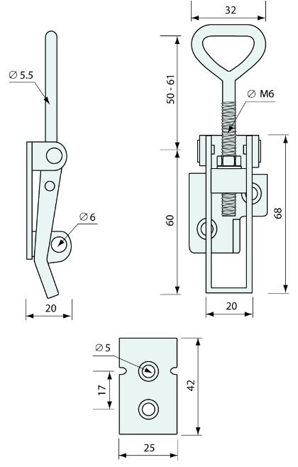 #3647 Hold Down Latch Medium Non-Padlockable Stainless Steel