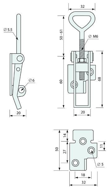3649 - #3649 Hold Down Latch Medium Padlockable Stainless Steel