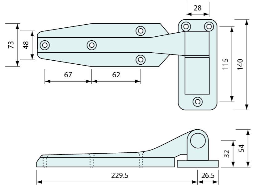 #4566 Cam Rise Cooler Hinge LH 244mm