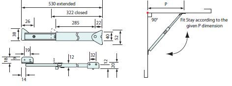 #51740 Support Stay & Safety Catch (Defect Zinc) 285mm
