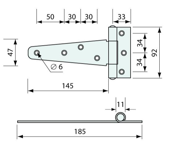 #52220 Strap Hinge 150mm 2.5mm Thick