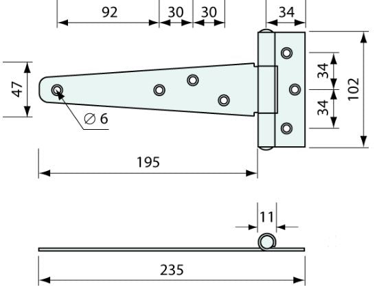 #52221 Strap Hinge 200mm 2.5mm Thick