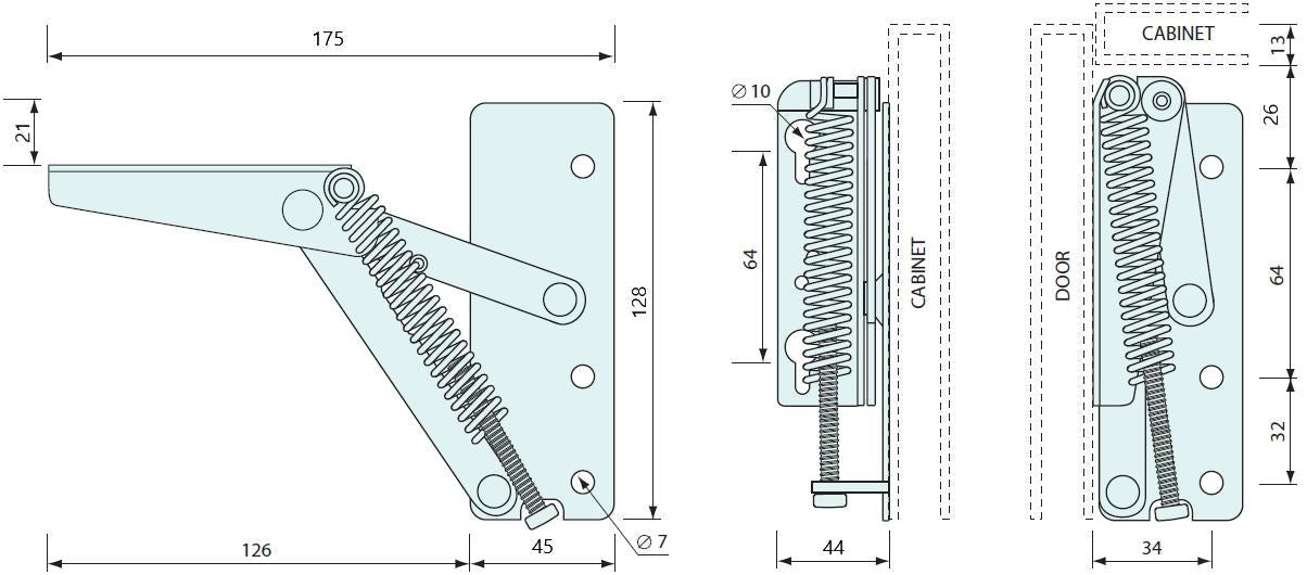 52891 - #52891 Flap Spring Hinge Nickel RH 118mm 90deg