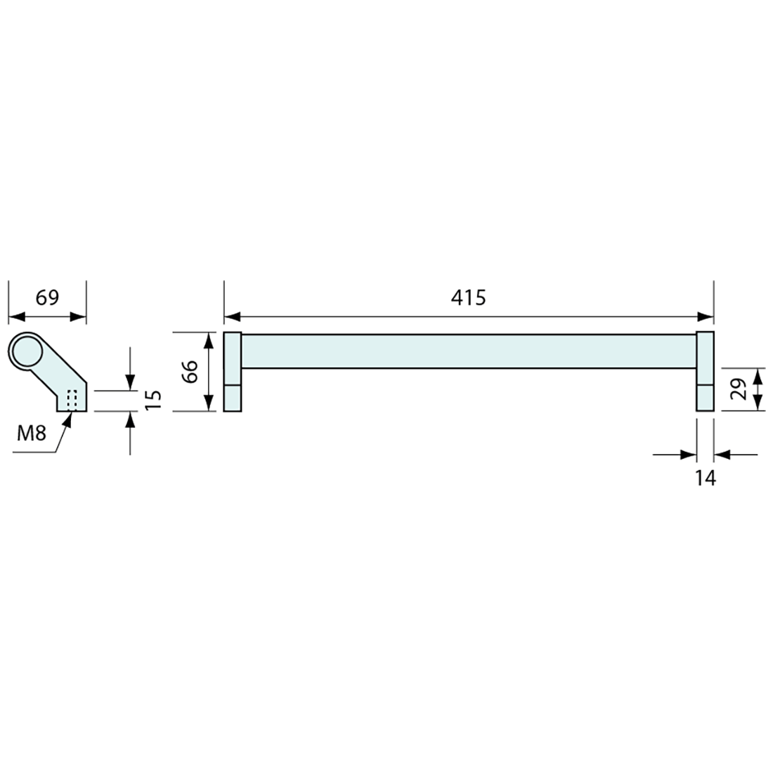 53078 - #53078 Aluminium Offset Handrail 400mm (no end covers)