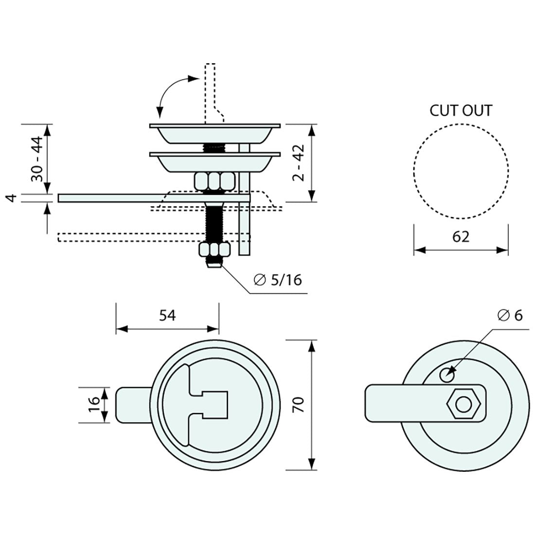 54542 - #54542 Drop Handle & Straight Latch Bar Stainless Steel 70mm