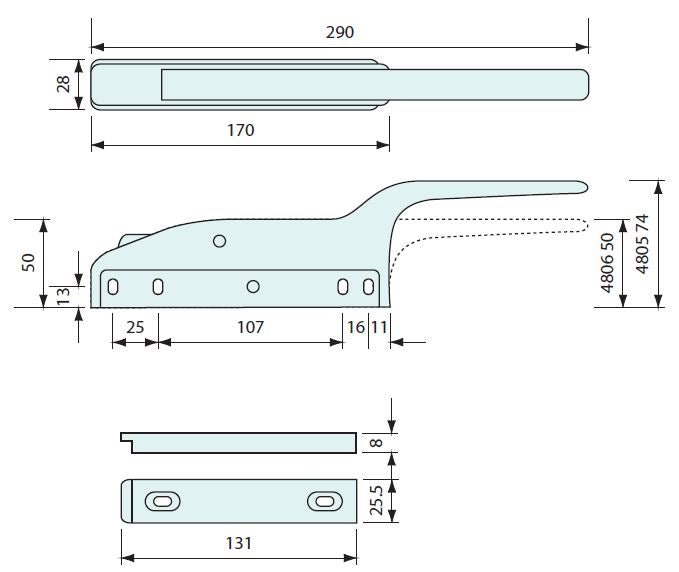 54805 - #54805 Cooler Latch Black Offset Handle Mag 292mm