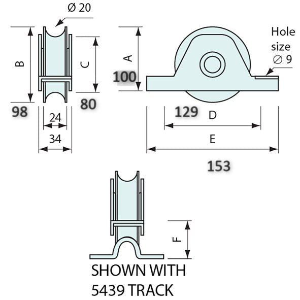 55411 - #55411 Insert gate roller 100mm for #5439 Track Gold ZP