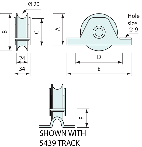 55446 - #55446 Insert Gate Roller Gold Zinc Plating For #5439 Track