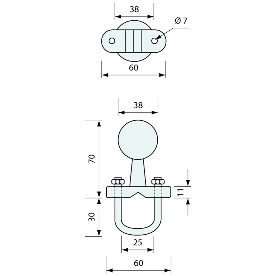 10920 - #10920 Unidirectional Mount for 25mm Round Bar