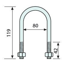 #45164 U Bolt SS 2-1/2" Pipe  3/8 Thread