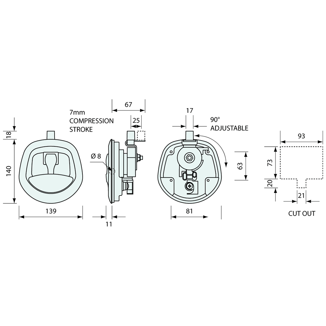 53234 - #53234 Flush Locking Padlockable Compression Latch