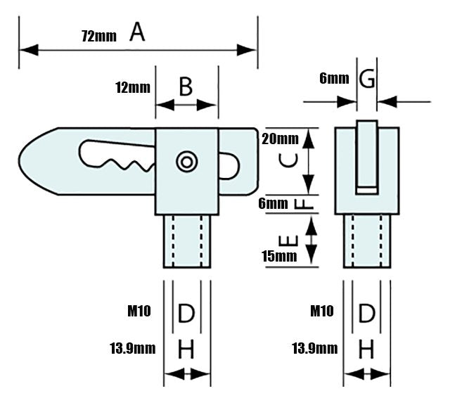 53943 - #53943 Anti-luce M10 Int SS 12mm Shank