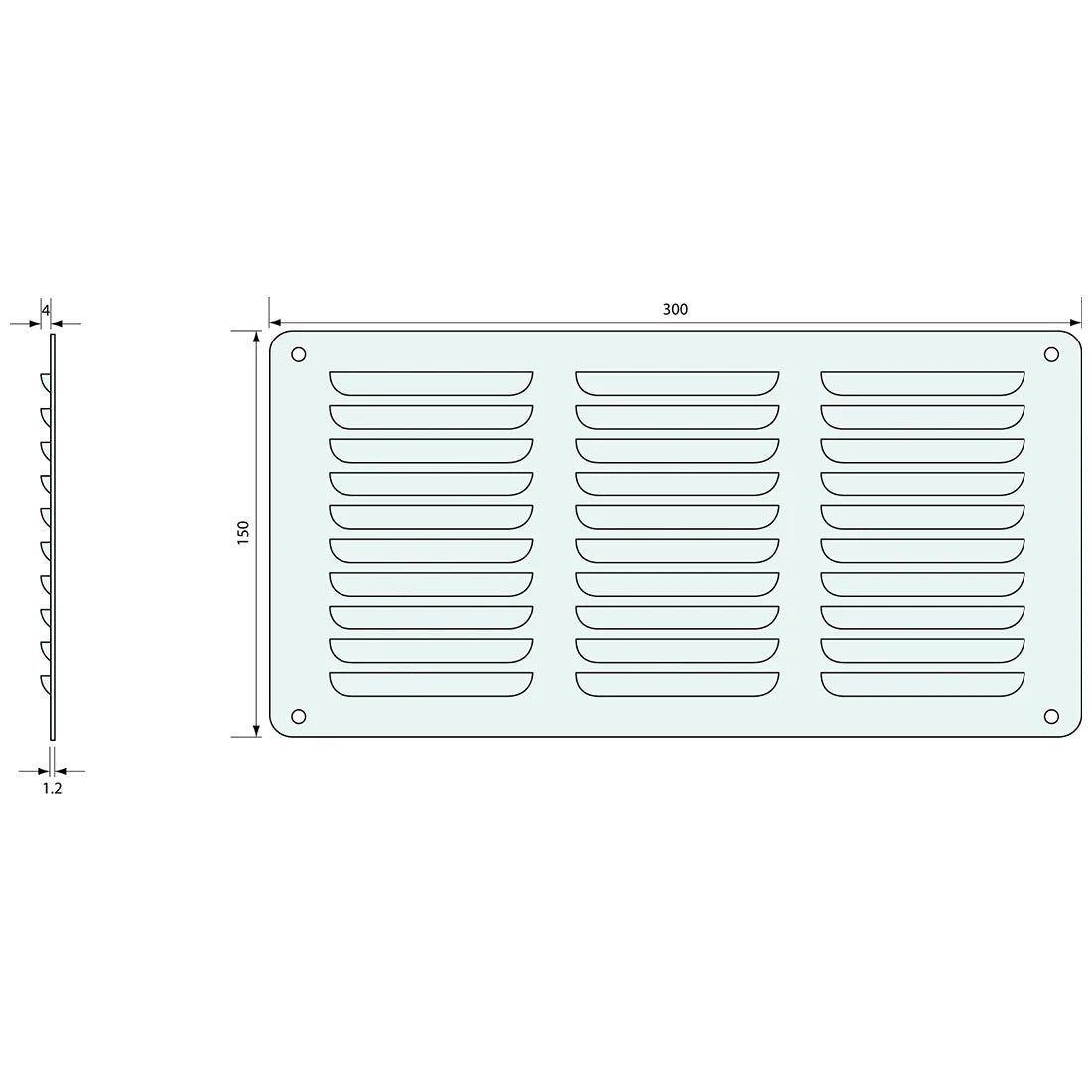 53985 - #53985 Rectangle Vent SS 150x300mm