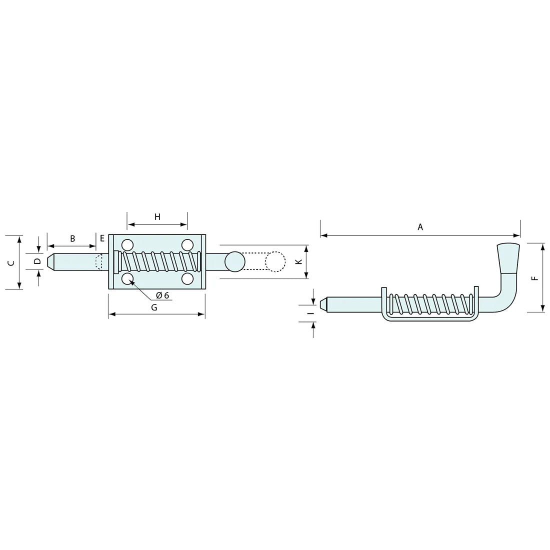 54612 - #54612 Spring Bolt Stainless Steel 215mm 12mm Pin