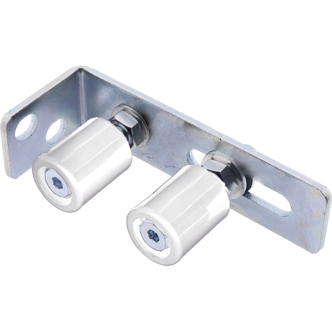 75449 - #75449 White Nylon Top Adjustable Double Roller (Silver Zinc Plated)